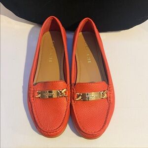 Gucci Women's Vibrant Red Loafers with Gold Accent
